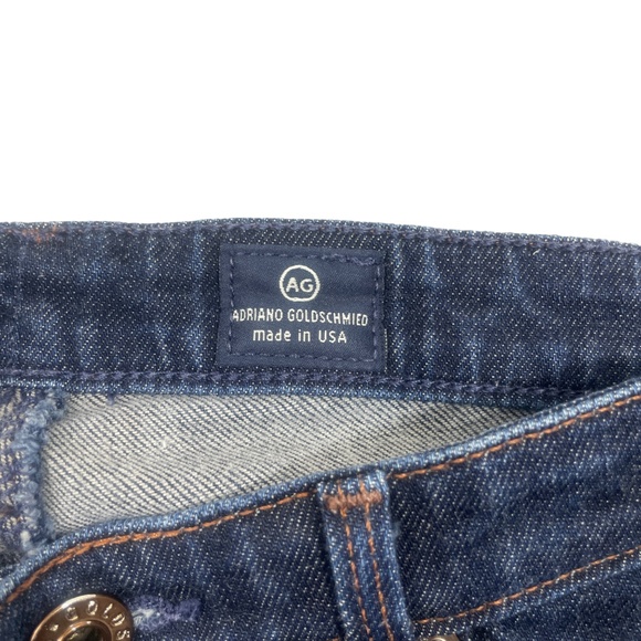AG Adriano Goldschmied 27 The Stevie Slim Straight Navy jeans Pockets Hem Marks - Picture 5 of 10